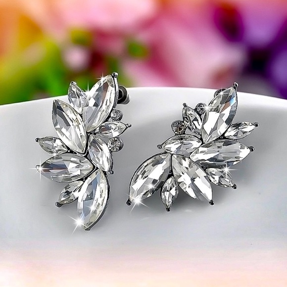 2/$20! Crystal Cluster Prom Bridal Stud Earrings - Picture 4 of 9